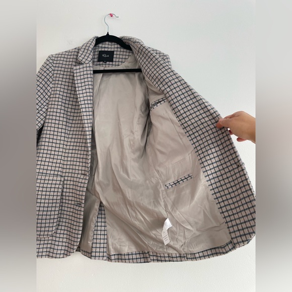 Rails Windsor Lilac Navy Mini Check Blazer Wool Blend Academia Office Size XS - Picture 10 of 15
